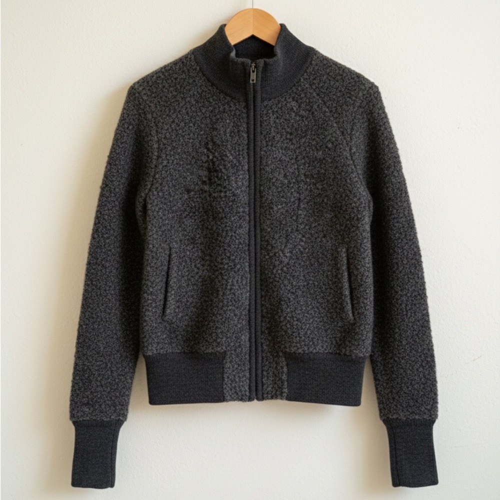 J.CREW Wool Blend Zip Jacket Charcoal Gray M Textured Gorpcore Coat